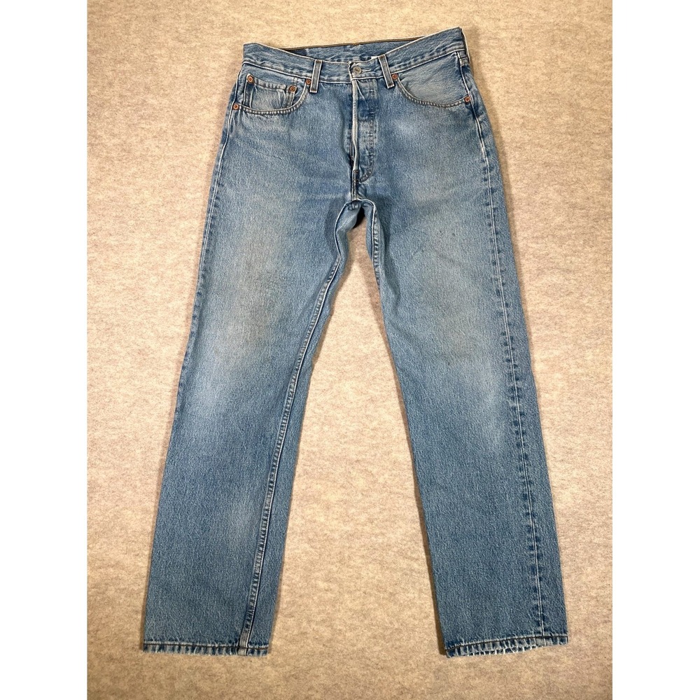 Levi's 501 Jeans Mens 32x32 Blue Denim Cotton 5-Pockets Mid Rise Straight Leg